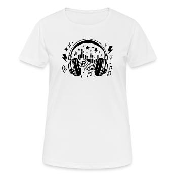 Musique, casques, Ondes sonores graphiques, Amateur de musique - T-shirt respirant Femme - blanc - Devant - AI Model Female 172 dark (172cm)