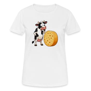 Cow Meets Cheese Cartoon - Women's Breathable T-Shirt - white - Front - AI Model Female 172 dark (172cm)
