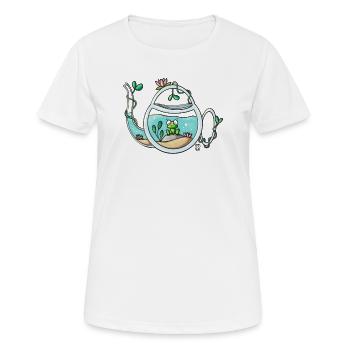 Grenouille de jardin en théière - T-shirt respirant Femme - blanc - Devant - AI Model Female 172 dark (172cm)