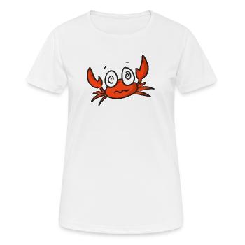 Red crab cartoon with big eyes - Women's Breathable T-Shirt - white - Front - AI Model Female 172 dark (172cm)