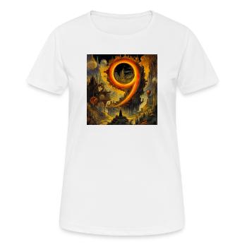 Fire-like nine in surreal landscape - Women's Breathable T-Shirt - white - Front - AI Model Female 172 dark (172cm)