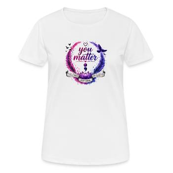 Vous comptez : Continuez Cercle - T-shirt respirant Femme - blanc - Devant - AI Model Female 172 dark (172cm)