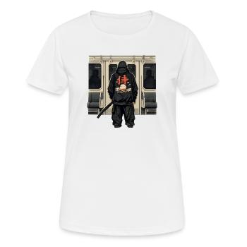 U-Bahn Ninja mit rotem Kanji - Frauen T-Shirt atmungsaktiv - Weiß - Vorne - AI Model Female 172 dark (172cm)