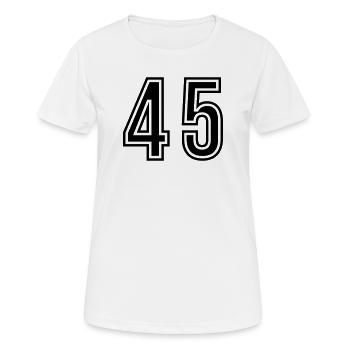 Symbole du chiffre 45 - T-shirt respirant Femme - blanc - Devant - AI Model Female 172 dark (172cm)