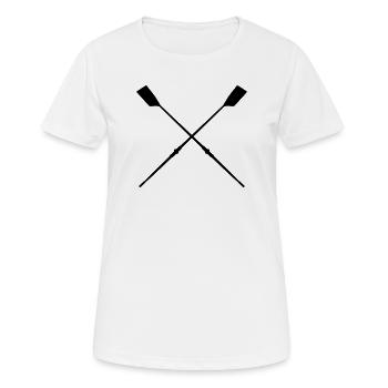 Lames d’aviron croisées - T-shirt respirant Femme - blanc - Devant - AI Model Female 172 dark (172cm)