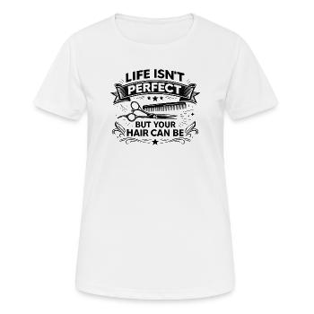 Cadeau drôle de coiffeuse pour une coiffeuse - T-shirt respirant Femme - blanc - Devant - AI Model Female 172 dark (172cm)