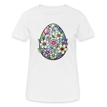 Blüte des Blumeneiergartens - Frauen T-Shirt atmungsaktiv - Weiß - Vorne - AI Model Female 172 dark (172cm)