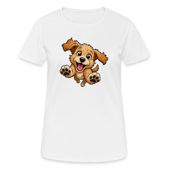 Un chien mignon saute vers - T-shirt respirant Femme - blanc - Devant - AI Model Female 172 dark (172cm)