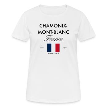 Chamonix Mont Blanc Frankreich Koordinaten Reise - Frauen T-Shirt atmungsaktiv - Weiß - Vorne - AI Model Female 172 dark (172cm)