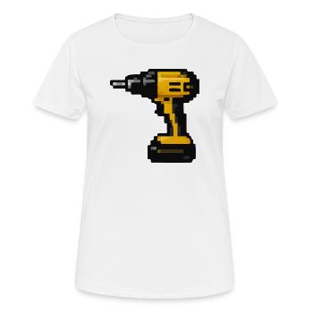 Conception de l’outil rétro Pixel Drill - T-shirt respirant Femme - blanc - Devant - AI Model Female 172 dark (172cm)