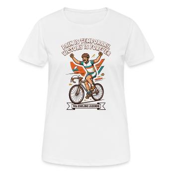 70s Vintage Cycling Poster Pain Is Temporary - Women's Breathable T-Shirt - white - Front - AI Model Female 172 dark (172cm)