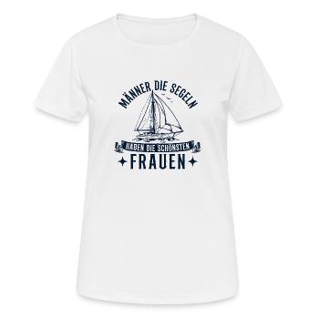 Männer die Segeln haben die schönsten Frauen - Frauen T-Shirt atmungsaktiv - Weiß - Vorne - AI Model Female 172 dark (172cm)