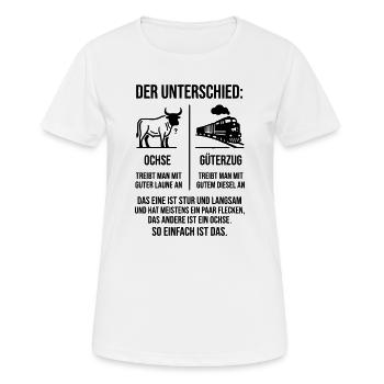 Ochse Güterzug - Frauen T-Shirt atmungsaktiv - Weiß - Vorne - AI Model Female 172 dark (172cm)