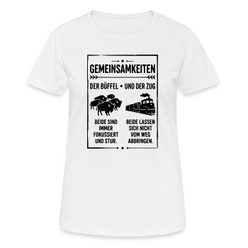 Büffel und Zug - Frauen T-Shirt atmungsaktiv - Weiß - Vorne - AI Model Female 172 dark (172cm)