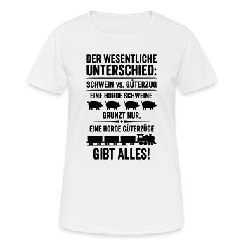 Güterzug VS Schweinehorde - Frauen T-Shirt atmungsaktiv - Weiß - Vorne - AI Model Female 172 dark (172cm)