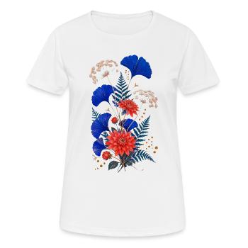Fleurs Bleues et Dahlias Sauvages - T-shirt respirant Femme - blanc - Devant - AI Model Female 172 dark (172cm)
