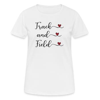 Track and Field handwritten Logo with Hearts - Women's Breathable T-Shirt - white - Front - AI Model Female 172 dark (172cm)