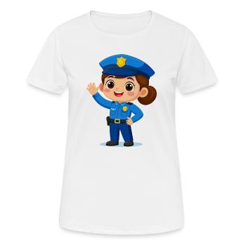 Policière comique fait signe en riant – Style drôle - T-shirt respirant Femme - blanc - Devant - AI Model Female 172 dark (172cm)