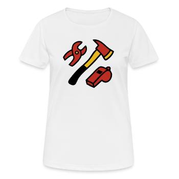 Graphismes des outils des pompiers - T-shirt respirant Femme - blanc - Devant - AI Model Female 172 dark (172cm)