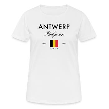 Antwerpen Belgien Koordinaten Reise Souvenir - Frauen T-Shirt atmungsaktiv - Weiß - Vorne - AI Model Female 172 dark (172cm)