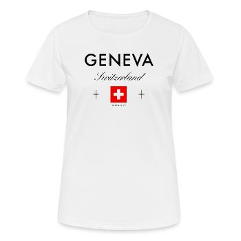 Genf Schweiz Koordinaten Reise Souvenir - Frauen T-Shirt atmungsaktiv - Weiß - Vorne - AI Model Female 172 dark (172cm)