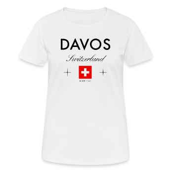 Davos Schweiz Koordinaten Reise Souvenir - Frauen T-Shirt atmungsaktiv - Weiß - Vorne - AI Model Female 172 dark (172cm)