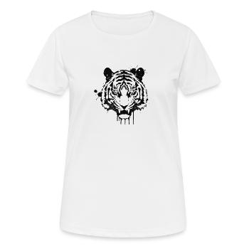 Tiger aquarelle éclaboussures - T-shirt respirant Femme - blanc - Devant - AI Model Female 172 dark (172cm)
