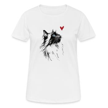 Katze Aquarell Herz Katzengeschenk - Frauen T-Shirt atmungsaktiv - Weiß - Vorne - AI Model Female 172 dark (172cm)