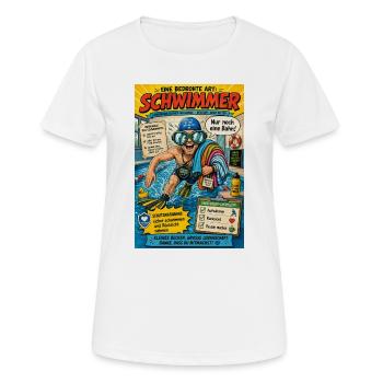 Der Schwimmer – nur noch eine Bahn - Frauen T-Shirt atmungsaktiv - Weiß - Vorne - AI Model Female 172 dark (172cm)