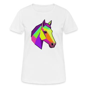 Cheval arc-en-ciel géométrique | Conception des chevaux - T-shirt respirant Femme - blanc - Devant - AI Model Female 172 dark (172cm)