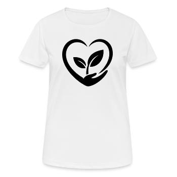Gärtner Herz Hand und Pflanze Pflanzenliebe - Frauen T-Shirt atmungsaktiv - Weiß - Vorne - AI Model Female 172 dark (172cm)