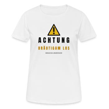 Achtung Brautpaar Junggesellenabschied - Frauen T-Shirt atmungsaktiv - Weiß - Vorne - AI Model Female 172 dark (172cm)