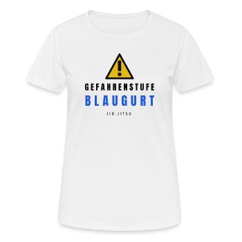 Gefahrstufe BlauGurt JiuJitsu - Frauen T-Shirt atmungsaktiv - Weiß - Vorne - AI Model Female 172 dark (172cm)