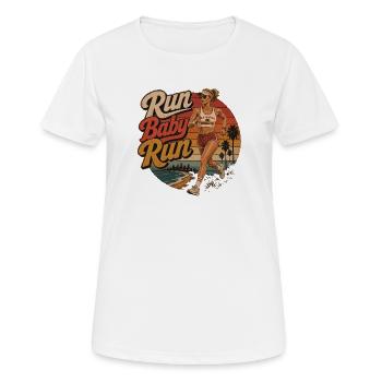 Run Baby Run – Retro Runner California - T-shirt respirant Femme - blanc - Devant - AI Model Female 172 dark (172cm)