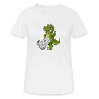 Cheerful dinosaur with plaster - Women's Breathable T-Shirt - white - Front - AI Model Female 172 dark (172cm)