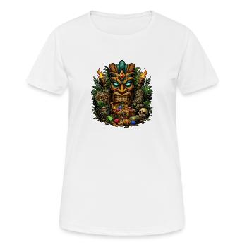 Masque au trésor tiki avec des bijoux - T-shirt respirant Femme - blanc - Devant - AI Model Female 172 dark (172cm)