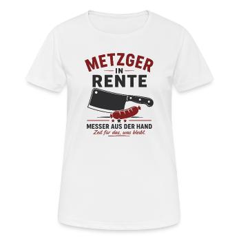 Metzger in Rente – Hackebeil & Wurst – Geschenk - Frauen T-Shirt atmungsaktiv - Weiß - Vorne - AI Model Female 172 dark (172cm)