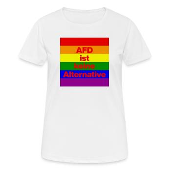 AFD IST KEINE ALTERNATIVE, NO NZS, NO AFD, ROT - Frauen T-Shirt atmungsaktiv - Weiß - Vorne - AI Model Female 172 dark (172cm)