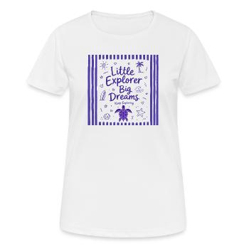 Petit explorateur Grands Rêves Continue d’explorer - T-shirt respirant Femme - blanc - Devant - AI Model Female 172 dark (172cm)