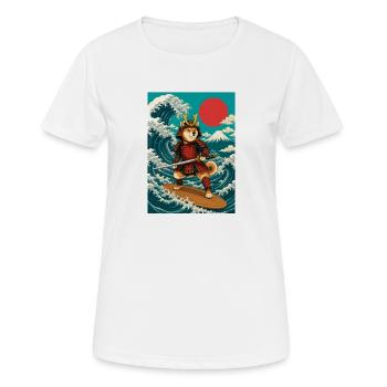 Surf Shiba Inu Samurai Doge au Japon - T-shirt respirant Femme - blanc - Devant - AI Model Female 172 dark (172cm)