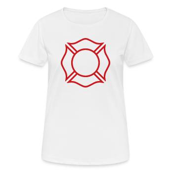 Symbole de sécurité du badge de ligne croisée maltais des pompiers - T-shirt respirant Femme - blanc - Devant - AI Model Female 172 dark (172cm)