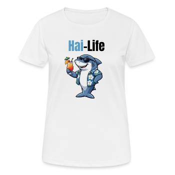 Vie de requin | Requin de dessin animé sympa avec une ambiance estivale - T-shirt respirant Femme - blanc - Devant - AI Model Female 172 dark (172cm)