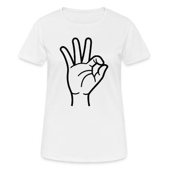 Ok main - T-shirt respirant Femme - blanc - Devant - AI Model Female 172 dark (172cm)