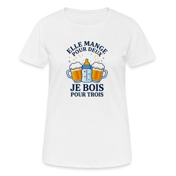 Elle Mange Pour Deux Je Bois Pour Trois - T-shirt respirant Femme - blanc - Devant - AI Model Female 172 dark (172cm)