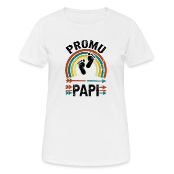 Promu Papi Cadeau Rétro Annonce Grossesse - T-shirt respirant Femme - blanc - Devant - AI Model Female 172 dark (172cm)
