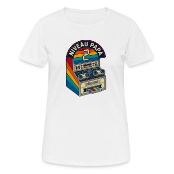 Niveau Papa 2 Débloqué Cadeau Rétro Vintage - T-shirt respirant Femme - blanc - Devant - AI Model Female 172 dark (172cm)