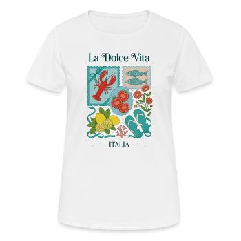 La Dolce Vita Küstenzauber - Frauen T-Shirt atmungsaktiv - Weiß - Vorne - AI Model Female 172 dark (172cm)