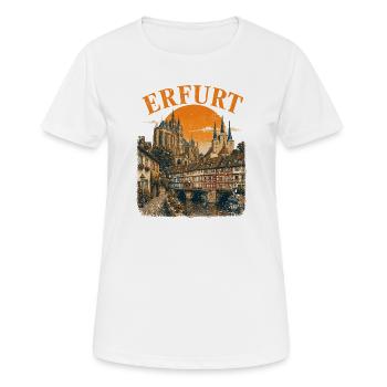  Vintage Erfurt Skyline historische Straßenansicht - Frauen T-Shirt atmungsaktiv - Weiß - Vorne - AI Model Female 172 dark (172cm)