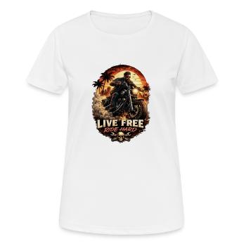 Live Free Ride Hard Biker - Women's Breathable T-Shirt - white - Front - AI Model Female 172 dark (172cm)