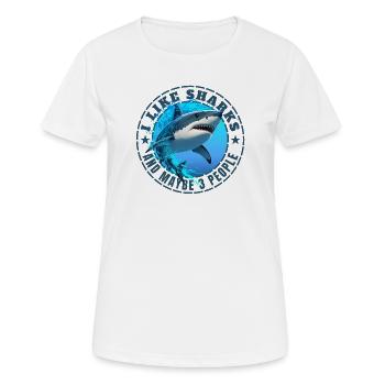 J’AIME LES REQUINS ET PEUT-ÊTRE TROIS PERSONNES - T-shirt respirant Femme - blanc - Devant - AI Model Female 172 dark (172cm)